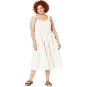 Madewell Plus Eyelet 'Lucie' Tie-Strap Tiered Midi Dress - Lighthouse